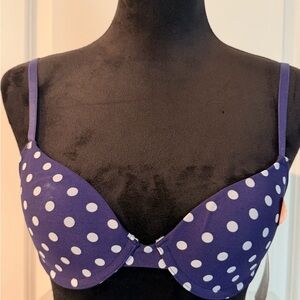 SO Navy Polka Dot Bra